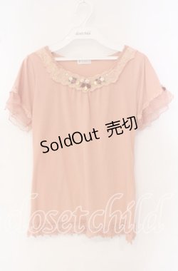 画像1: axes femme / ガーデン半袖インナープルオーバー M サーモンピンク O-25-09-23-102-AX-TO-OW-OS