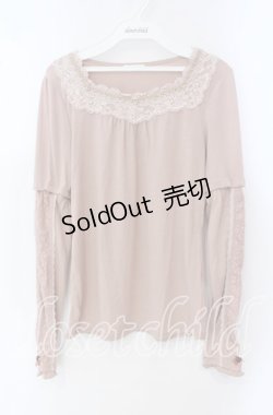 画像1: axes femme / レース配色Tシャツ M ピンク O-25-09-23-103-AX-TO-OW-OS