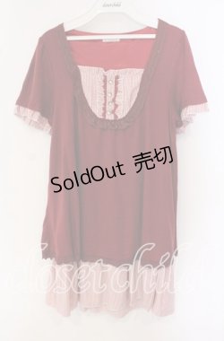 画像1: axes femme / ストライプブロッキングチュニック M ワイン O-25-09-23-105-AX-OP-OW-OS