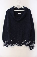 画像1: 【SALE】axes femme / パール配色ニット M ネイビー O-25-09-23-106-AX-TO-OW-ZT343 (1)