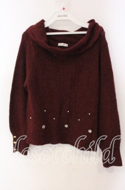 画像1: axes femme / パール配色ニット M ワイン O-25-09-23-107-AX-TO-OW-OS