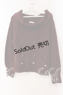画像1: axes femme / パール配色ニット M ワイン O-25-09-23-107-AX-TO-OW-OS
