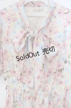 画像2: axes femme POETIQUE / フラワーキャットボウタイワンピース M マルチ O-25-09-23-110-AX-OP-OW-OS