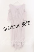 axes femme / 肩あきデザイン楊柳ワンピース M ラベンダー O-25-09-23-112-AX-OP-OW-OS