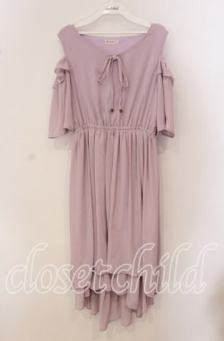 画像1: axes femme / 肩あきデザイン楊柳ワンピース M ラベンダー O-25-09-23-112-AX-OP-OW-OS
