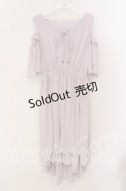 画像1: axes femme / 肩あきデザイン楊柳ワンピース M ラベンダー O-25-09-23-112-AX-OP-OW-OS