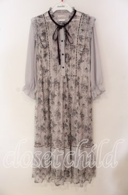 画像1: axes femme / フラワープリントレースワンピース M ラベンダー O-25-09-23-114-AX-OP-OW-OS