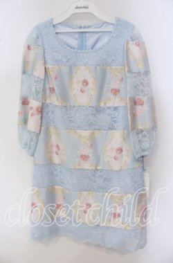 画像1: JESUS DIAMANTE / バロックガールワンピース M 新オーナメント柄サックス O-25-09-23-117-JE-OP-OW-OS