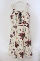 axes femme / バスケットブーケ柄ジャンスカ M キナリ O-25-09-23-118-AX-OP-OW-ZT361