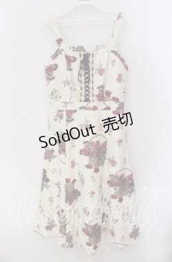 画像1: 【SALE】axes femme / バスケットブーケ柄ジャンスカ M キナリ O-25-09-23-118-AX-OP-OW-ZT361