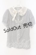 axes femme / ギンガムチェック半袖ブラウス L クロ O-25-09-23-120-AX-BL-OW-OS