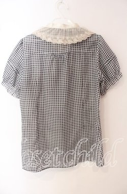画像3: axes femme / ギンガムチェック半袖ブラウス L クロ O-25-09-23-120-AX-BL-OW-OS