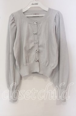 画像1: Cherirulu Chocola / リボンボタンカーディガン L シルバー O-25-09-23-123-LO-TO-OW-OS