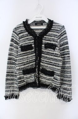 画像1: INGEBORG / スパンコールボーダーニットカーディガン 9 クロ×シロ O-25-09-23-013-LO-TO-IG-OS