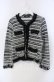 画像1: INGEBORG / スパンコールボーダーニットカーディガン 9 クロ×シロ O-25-09-23-013-LO-TO-IG-OS (1)