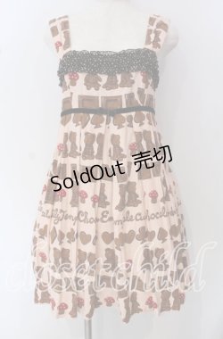 画像1: Emily Temple cute / ベアチョコレートノースリーブワンピース  ピンク O-25-09-23-002-ET-OP-IG-OS