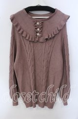 Honey Cinnamon / 切替フリルニットワンピース F ブラウン O-25-09-23-016-LO-OP-OW-ZT044