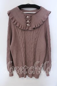 Honey Cinnamon / 切替フリルニットワンピース F ブラウン O-25-09-23-016-LO-OP-OW-ZT044