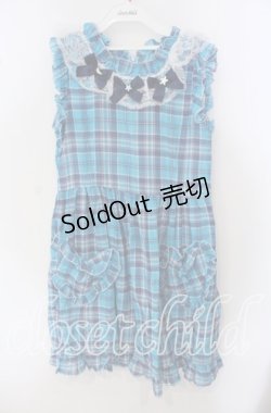 画像1: Nile Perch / ハートポケットチェックワンピース  ブルー O-25-09-23-021-LO-OP-OW-OS