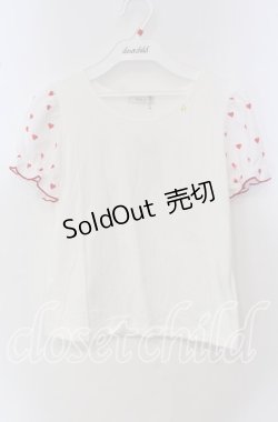 画像1: MILK / BebeハートパフTee  オフ×レッド O-25-09-23-026-ML-TO-OW-OS