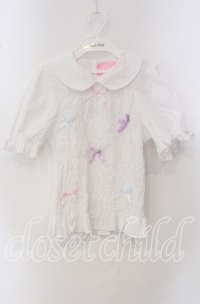 Nile Perch / リボン配色ギャザーブラウス  シロ O-25-09-23-028-LO-BL-OW-ZT279