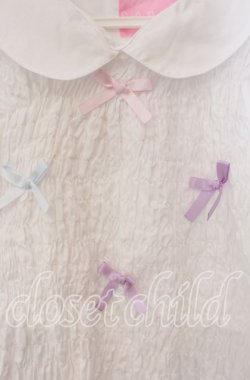 画像2: Nile Perch / リボン配色ギャザーブラウス  シロ O-25-09-23-028-LO-BL-OW-OS