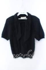 KANEKO ISAO / アンゴラ半袖トップス  クロ O-25-09-23-029-EL-TO-OW-ZT103