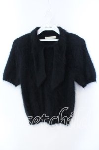 KANEKO ISAO / アンゴラ半袖トップス  クロ O-25-09-23-029-EL-TO-OW-ZT103