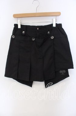 画像1: ALGONQUINS / //プリーツラップショートパンツ  ブラック O-25-09-23-031-AL-PA-IG-OS