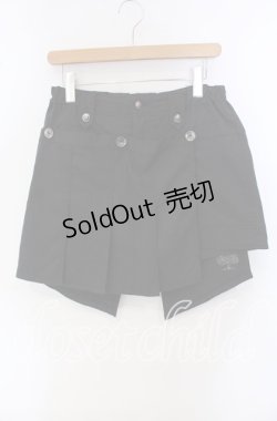 画像1: ALGONQUINS / //プリーツラップショートパンツ  ブラック O-25-09-23-031-AL-PA-IG-OS