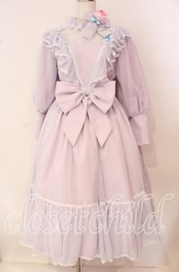 菫コルセット / リボンワークフラワーのシフォンドレス  ラベンダー O-25-09-25-046-LO-OP-IG-ZT330