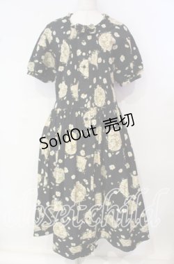 画像1: PINK HOUSE / ヒナギクブーケ柄ワンピース  クロ O-25-09-25-050-LO-SK-IG-OS