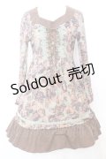 axes femme / ゴブラン風プリントワンピース M グリーン×ブラウン O-25-09-25-1042-AX-OP-IG-OS