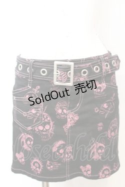 画像1: ALGONQUINS / スカル総柄クラッチスカート F ブラックｘピンク O-25-09-25-1052-AL-PA-YM-OS