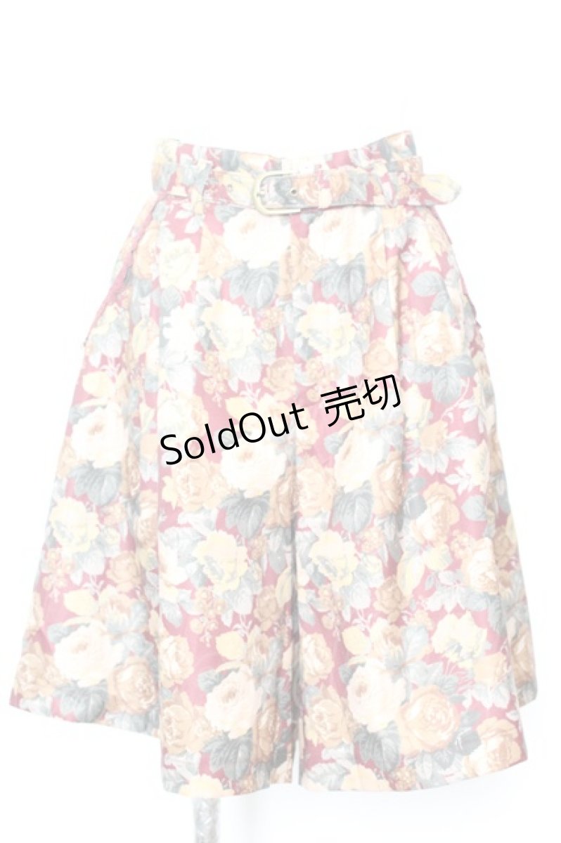 画像1: 【SALE】axes femme / ゴブラン柄ハーフキュロット M ワイン O-25-09-25-1054-AX-PA-OW-ZT272 (1)