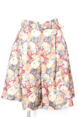 画像1: axes femme / ゴブラン柄ハーフキュロット M ワイン O-25-09-25-1054-AX-PA-OW-OS