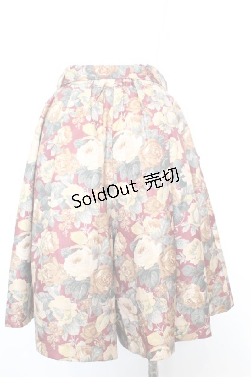 画像2: 【SALE】axes femme / ゴブラン柄ハーフキュロット M ワイン O-25-09-25-1054-AX-PA-OW-ZT272 (2)