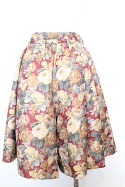 画像2: axes femme / ゴブラン柄ハーフキュロット M ワイン O-25-09-25-1054-AX-PA-OW-OS
