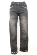 axes femme / 薔薇レースストレッチデニムパンツ S クロ O-25-09-25-1059-AX-PA-OW-ZT1004D