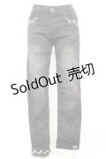 axes femme / 薔薇レースストレッチデニムパンツ S クロ O-25-09-25-1059-AX-PA-OW-ZT276