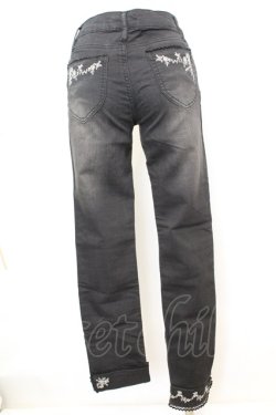 画像4: axes femme / 薔薇レースストレッチデニムパンツ S クロ O-25-09-25-1059-AX-PA-OW-OS