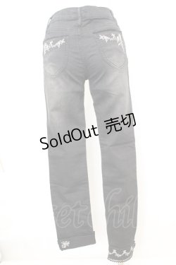 画像4: axes femme / 薔薇レースストレッチデニムパンツ S クロ O-25-09-25-1059-AX-PA-OW-ZT276