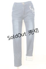 axes femme / 薔薇刺繍パンツ M インディゴ O-25-09-25-1060-AX-PA-OW-ZT276