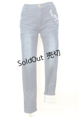 画像1: axes femme / 薔薇刺繍パンツ M インディゴ O-25-09-25-1060-AX-PA-OW-ZT276