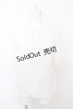 画像1: axes femme Kawaii / ドットチュール半袖ブラウス  シロ O-25-09-25-1071-AX-BL-IG-ZH