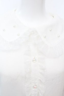 画像2: axes femme kawaii / ドットチュール半袖ブラウス  シロ O-25-09-25-1071-AX-BL-IG-OS