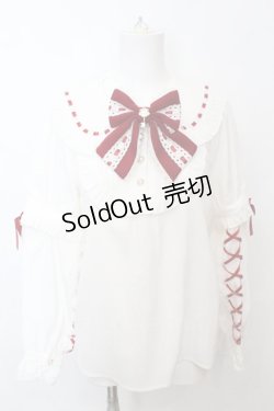 画像1: Amavel / Dreamy Ribbon Wrappingフリルブラウス  シロ×アカ O-25-09-25-1072-CA-TS-IG-OS