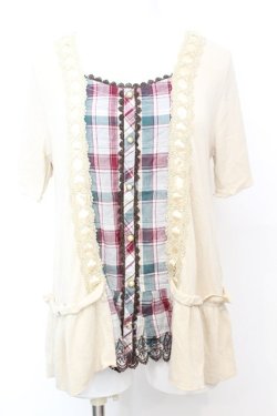 画像1: axes femme / はしごレースAラインチュニック  アイボリー O-25-09-25-1009-AX-TO-IG-OS