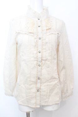 画像1: axes femme / スタンドネックフリルブラウス  アイボリー O-25-09-25-1010-AX-BL-IG-OS