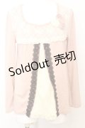 axes femme / ローズモチーフレース切り替えカットソー  ピンク O-25-09-25-1011-AX-TO-IG-OS